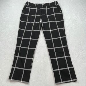 New York & Company Womens Black Windowpane Plaid Stretch Dress Pants Size 8